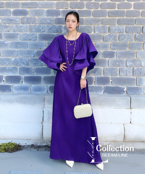 Lotus Sleeve Pleated Dress